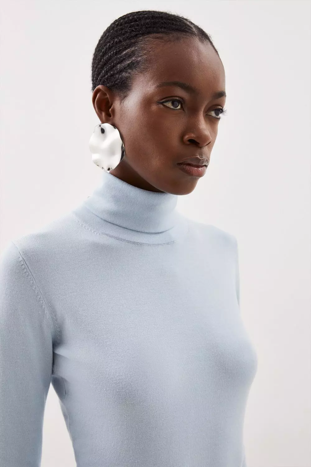Viscose Blend Knit Roll Neck Midi Dress Karen Millen